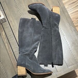 Women's Grey Suede Knee-High Boots